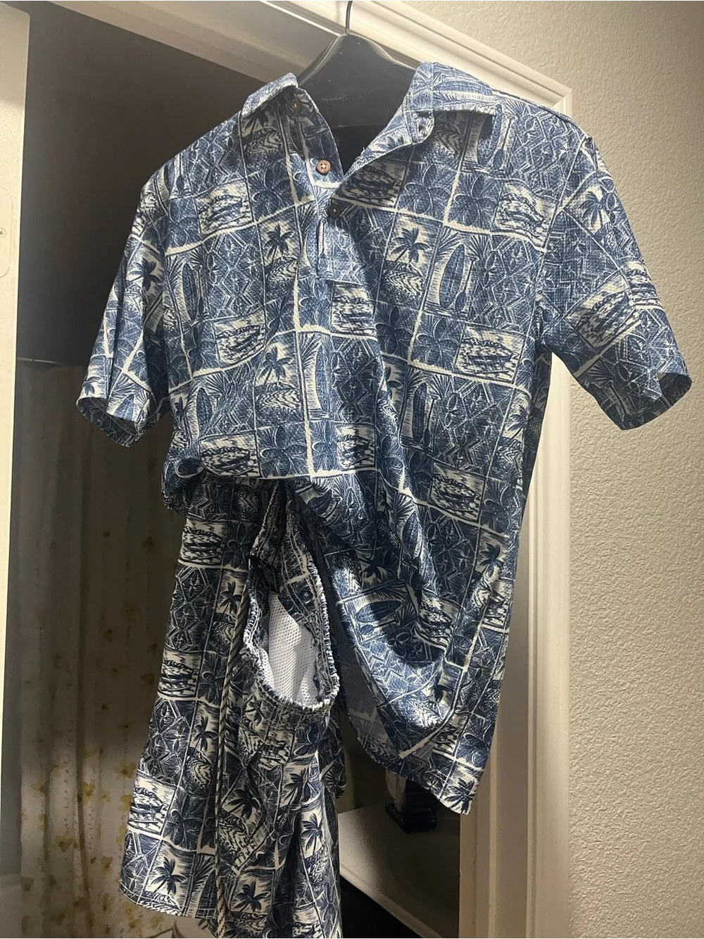 Men’s Blue Hawaiian-Print Set